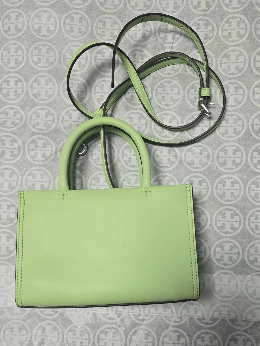 Tory Burch Light Green Mini Leather Top-Handle Crossbody